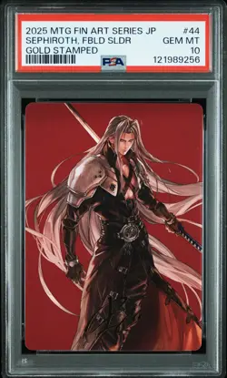 2025 MTG JPN FINAL FANTASY ART SER GOLD STAMPED SEPHIROTH, FABLED SOLDIER PSA 10 - Image 1