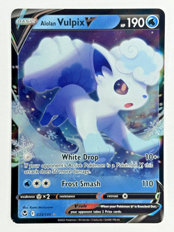 Alolan Vulpix V 033/195 - Pokemon SWSH Silver Tempest - Ultra Rare Holo NM - Image 1