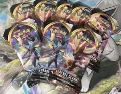 Pokemon Sword & Shield Rebel Clash Sleeved Booster Pack Lot Of 8 NEW SEALED - Image 1
