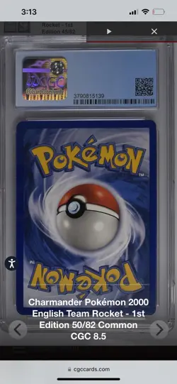 Charmander [1st Edition] #50 Pokemon Team Rocket CGG 8.5 - Image 2