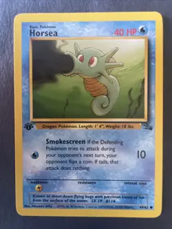 Horsea 1st Edition 49/62 Common Fossil Base Set 1999 WOTC Pokemon TCG Non-Holo - Image 1