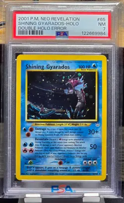 Pokemon - Shining Gyarados 65/64 Double Holo Error Neo Revelation PSA 7 - Image 1