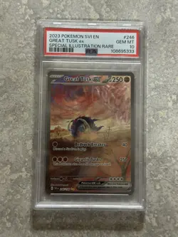 2023 POKEMON SVI EN SCARLET & VIOLET #246 SIR GREAT TUSK EX PSA 10 - Image 1