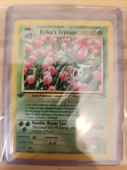 Pokemon Gym Challenge 1st Edition Erika's Ivysaur & Erika's Bulbasaur Fresh Pull - Image 2