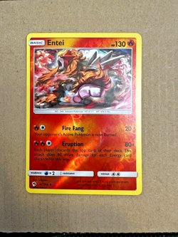 Pokemon Entei TCG Sun & Moon Lost Thunder Reverse Holo Card 47/214 LP - Image 1