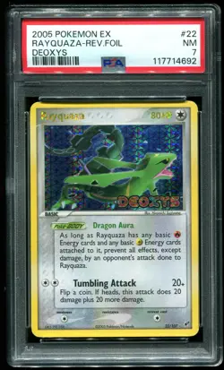 PSA 7 Rayquaza Reverse Holo Rare EX Deoxys 2005 Pokemon Card #22 - Image 1