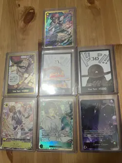 One Piece TCG Alt Art And Holo 7 Card Lot English GOLD Don & Alt Art Leader Mix - Image 1