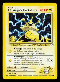 Lt. Surge's Electabuzz 6/132 Holo Rare Gym Heroes Pokemon Card - Image 1