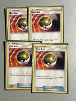 4x Pokemon Card Nest Ball Sun & Moon Uncommon 123/149 Near Mint - Image 1