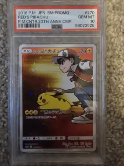 Pokemon Card Red's Pikachu 270/Sm-p TCG Promo 2018 Full Art PSA 10 - Image 1