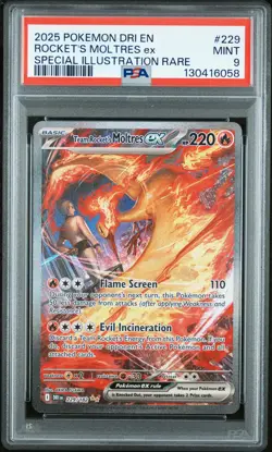 2025 POKEMON DRI EN-DESTINED RIVALS #229 TEAM ROCKET'S MOLTRES EX PSA 9 - Image 1