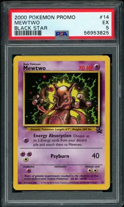 2000 Pokemon Mewtwo Black Star Promo #14 PSA 5 EX - Image 1