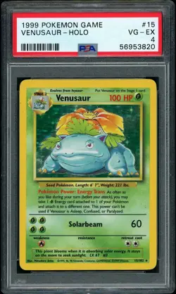 1999 Pokemon Base Set Unlimited Venusaur Holo #15 PSA 4 VG-EX - Image 1