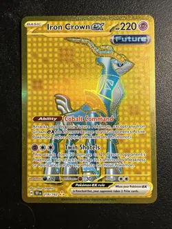 2024 Pokemon Scarlet & Violet Temporal Forces Iron Crown EX Gold Secret 216 /162 - Image 1