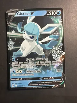 2021 Pokemon Sword Shield Glaceon V 40 /203 Full Art Holographic Snowflake Stamp - Image 1