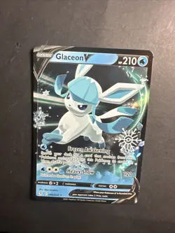 2021 Pokemon Sword Shield Glaceon V 40 /203 Full Art Holographic Snowflake Stamp - Image 5
