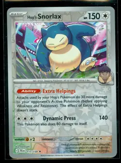 Pokemon HOP'S SNORLAX 117/159 Journey Together RARE Rev Holo - MINT - Image 1