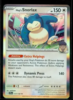 Pokemon HOP'S SNORLAX 117/159 Journey Together RARE HOLO - MINT - Image 1