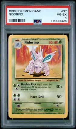 1999 POKEMON GAME #37 NIDORINO PSA VG-EX 4 - Image 1