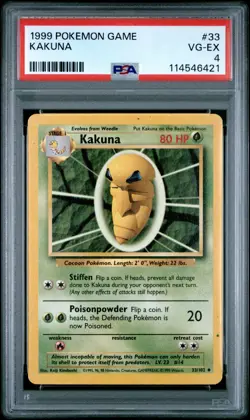 1999 POKEMON GAME #33 KAKUNA PSA VG-EX 4 - Image 1