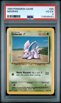 1999 POKEMON GAME #55 NIDORAN PSA VG-EX 4 - Image 1
