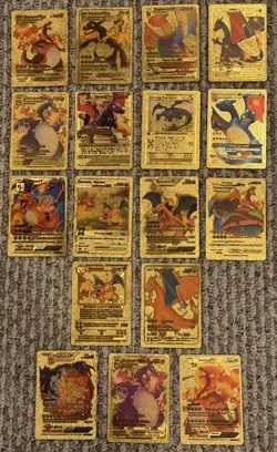 Pokemon Charizard Fan Art Gold Foil Cards - lot of 17 - Image 1