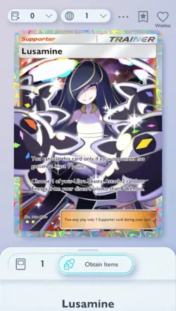 Pokemon Pocket TCG | Deluxe Pack Ex | Lusamine | Full Art | DIGITAL CARD ONLY - Image 1