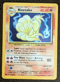 Ninetails 12/102 Pokemon Card Rare 1999 Base Set Holo - Image 1