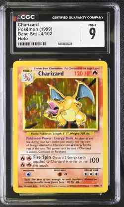 CGC 9 MINT Charizard 1999 Base Set 4/102 Holo Pokemon Card - Image 1