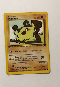 Pokemon Card 1st Edition Team Rocket Mankey 61/82 Light Played - Image 1