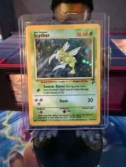 Pokemon TCG Scyther Base Set 2 Holo Unlimited Rare 17/130 Vintage Card MP - Image 1