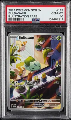 2024 POKEMON SCR EN-STELLAR CROWN ILLUSTRATION RARE #143 BULBASAUR PSA 10 - Image 1