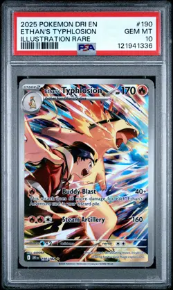 2025 POKEMON DRI EN-DESTINED RIVALS ILLUSTRATION RARE ETHAN'S TYPHLOSION PSA 10 - Image 1