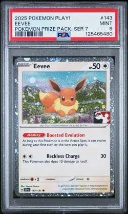 2025 POKEMON PLAY! POKEMON PRIZE PACK: SER 7 #143 EEVEE PSA 9 - Image 1