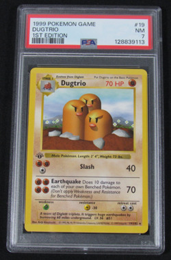 1999 Pokemon Game DUGTRIO 1st Edition 19/102 PSA 7 NM - Image 1