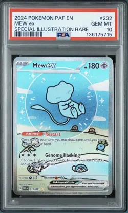 2024 POKEMON PAF EN-PALDEAN FATES SPECIAL ILLUSTRATION RARE #232 MEW EX PSA 10 - Image 1