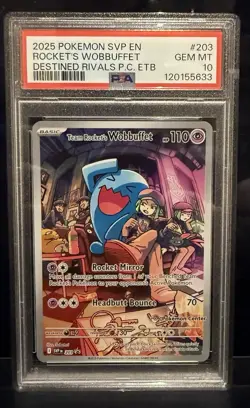 PSA 10 Team Rockets Wobbuffet Destined Rivals Pokemon Center Stamped Promo #203 - Image 1