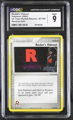 CGC 9 Rocket's Hideout Team Rocket Returns 87/109 Reverse Holo STAMPED Pokemon - Image 1