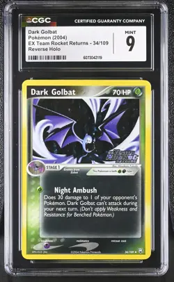 CGC 9 Dark Golbat EX Team Rocket Returns 34/109 Reverse Holo STAMPED Pokemon - Image 1