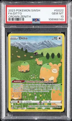 2023 POKEMON SWORD & SHIELD CROWN ZENITH #GG22 FULL ART/DITTO PSA 10 - Image 1