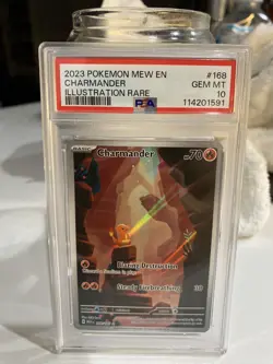 2023 POKEMON MEW EN-151 ILLUSTRATION RARE #168 CHARMANDER PSA 10 - Image 1