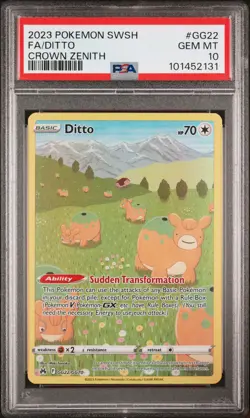 2023 POKEMON SWORD & SHIELD CROWN ZENITH #GG22 FULL ART/DITTO PSA 10 - Image 1