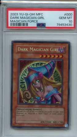 Yu-Gi-Oh PSA 10 MFC-000 Dark Magician Girl Magicians Force, Secret Rare - Image 1