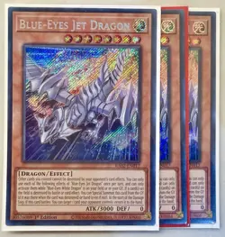 3x Blue-Eyes Jet Dragon 1st Edition Secret Rare RA02-EN017 Yu-Gi-Oh! - Image 1