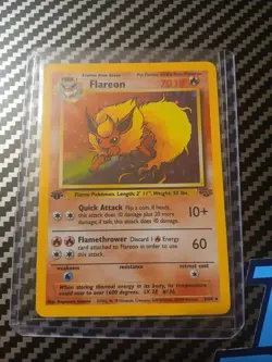 Pokemon TCG Flareon Jungle 1999 1st Edition Holo Card 3/64 Very Clean - Image 1