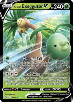 Pokemon TCG Alolan Exeggutor V Pokemon Go 005/078 Holo Ultra Rare NM Card - Image 1