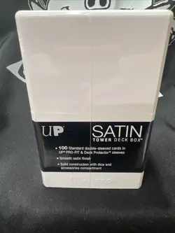 Ultra-Pro White Satin Tower Deck Box Holds 100+Sleeved Cards - Image 2