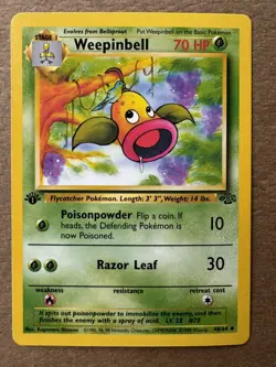 Weepinbell 48/64 Jungle 1st Edition Non-Holo Uncommon Pokemon Card NM+ - Image 1