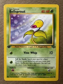 Bellsprout 49/64 Jungle 1st Edition Non-Holo Common Pokemon Card NM+ - Image 1