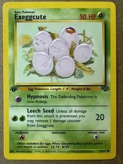 Exeggcute 52/64 Jungle 1st Edition Non-Holo Common Pokemon Card NM+ - Image 1